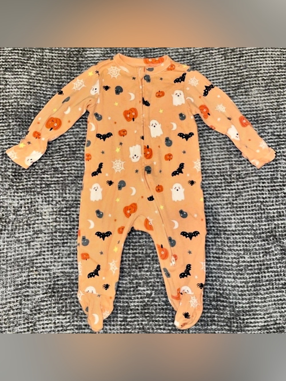 Old Navy Halloween Footed Sleeper Orange & Black Baby 6-9M